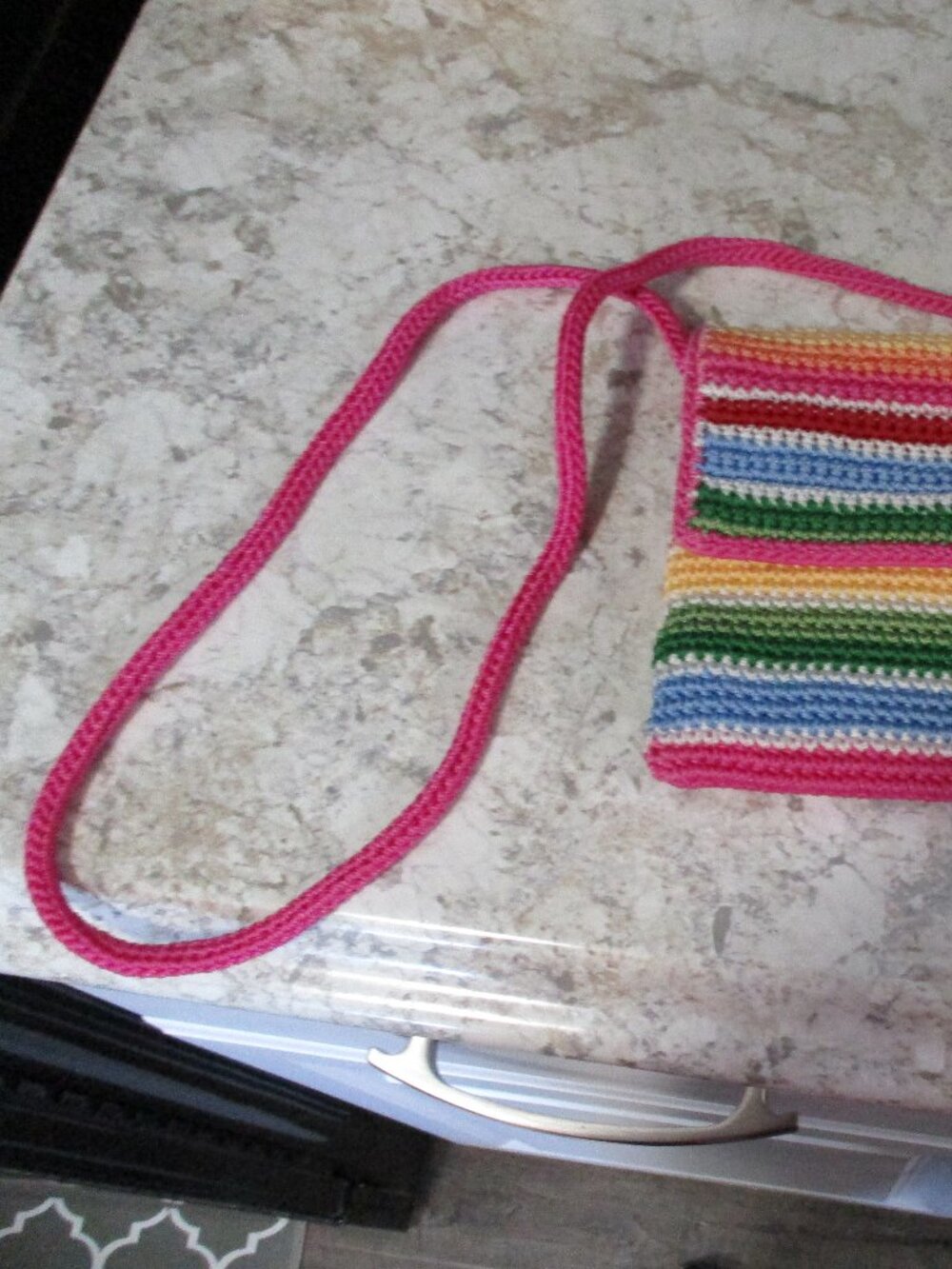 The SAK small Colorful Striped Rainbow crochet crossbody Bag Purse Boho Festival - Picture 7 of 8